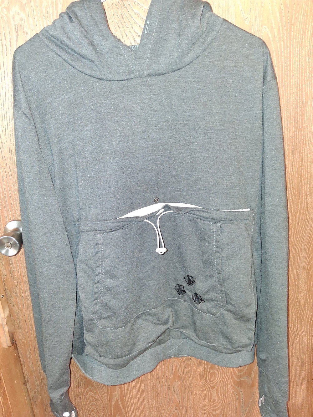 Women's Gray Hoodie Pullover with Front Pocket And Ears 2x